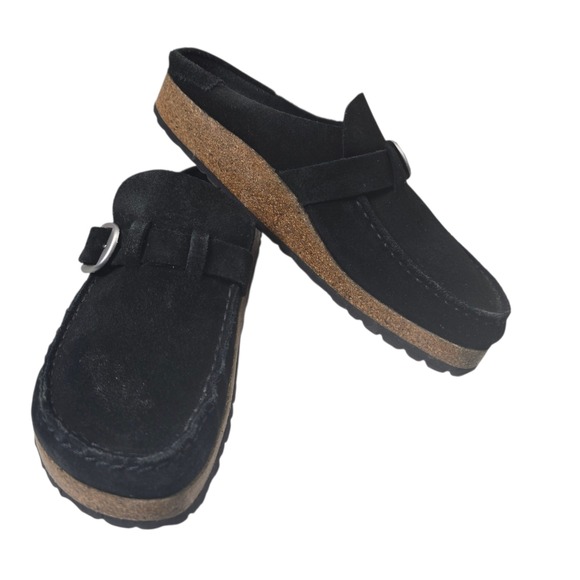 Birkenstock Buckley Women's Size 40 Black Suede Leather Clog Mules Shoes - Picture 1 of 9